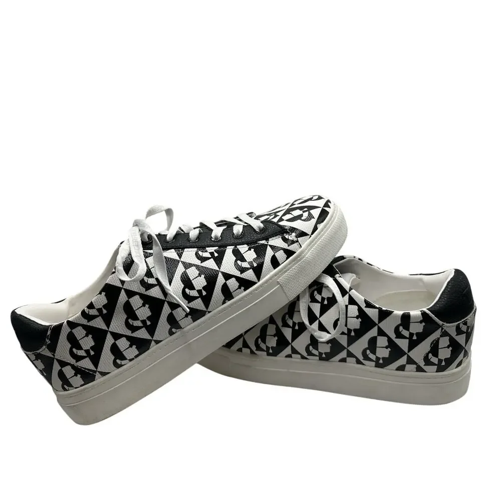 Karl Lagerfeld Paris Cate Diamond Sneakers Mens Size 11 Black White Graphic